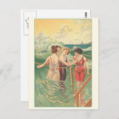 Carte Postale Affiche vintage de nageurs (Devant / Derrière)