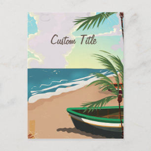 Carte Postale Affiche vintage de plage tropicale personnalisée