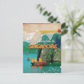 Carte Postale Affiche vintage de vacances à Singapour. (Debout devant)