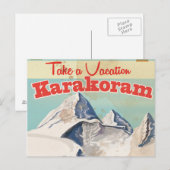 Carte Postale Affiche vintage de vacances Karakoram (Devant / Derrière)