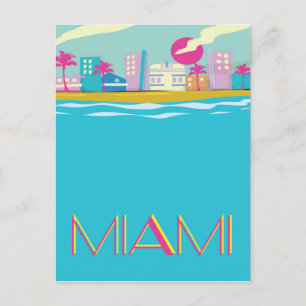 Carte Postale Affiche vintage des années 1980 Miami Travel