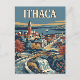 Carte Postale Affiche vintage des Finger Lakes d'Ithaca New York