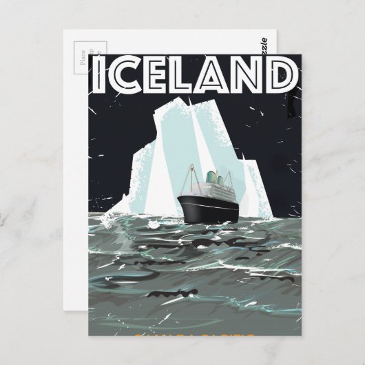 Carte Postale Affiche vintage d'Islande (Devant / Derrière)