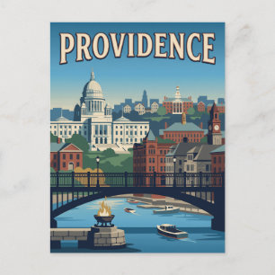 Carte Postale Affiche vintage du front de mer de Providence Rhod