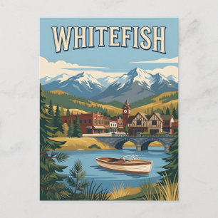 Carte Postale Affiche vintage du lac alpin de Whitefish Montana