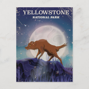 Carte Postale Affiche vintage du loup du Parc national de Yellow