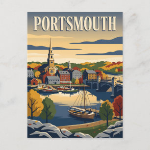 Carte Postale Affiche vintage du port de Portsmouth New Hampshir