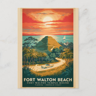 Carte Postale Affiche vintage du tertre du temple de Fort Walton