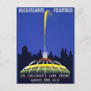 Carte Postale Affiche vintage, fontaine Buckingham de Chicago, f