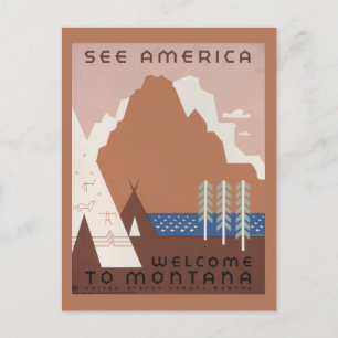 Carte Postale Affiche vintage promouvant le voyage dans le Monta
