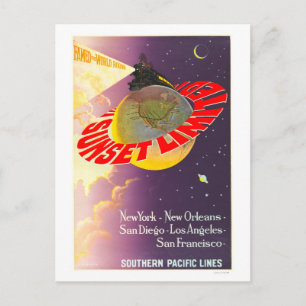 Carte Postale Affiche Vintage Sunset Limited Southern Pacific