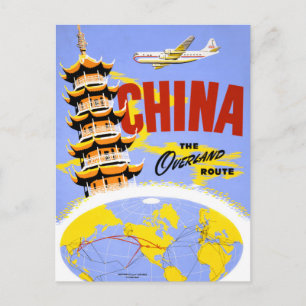 Carte Postale Affiche Vintage voyage de Chine restaurée
