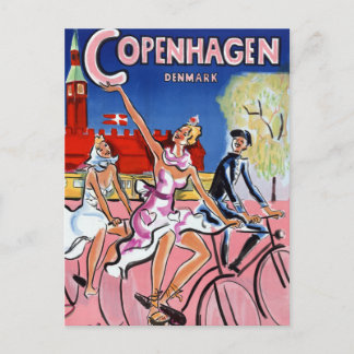 Carte Postale Affiche Vintage voyage de Copenhague restaurée