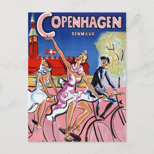 Carte Postale Affiche Vintage voyage de Copenhague restaurée (Devant)