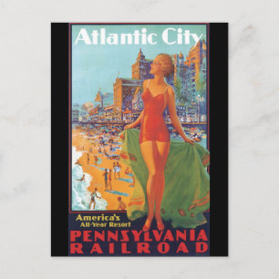 Carte Postale Affiche Vintage voyage de la ville d'Atlantique