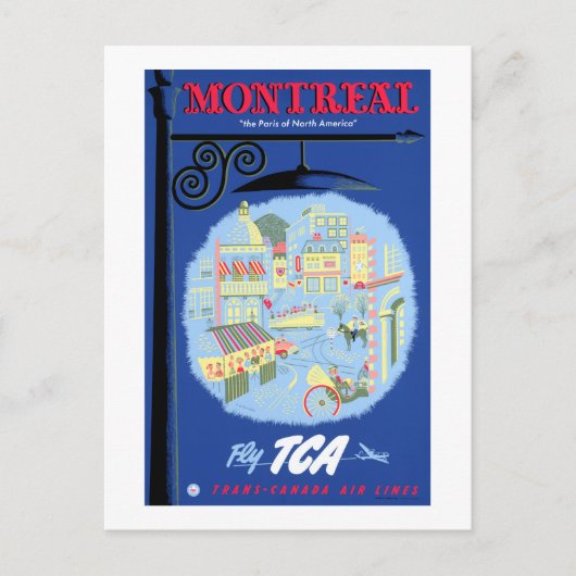 Carte Postale Affiche Vintage voyage de Montréal restaurée (Devant)