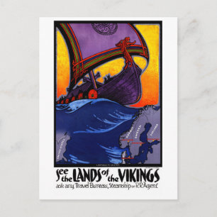 Carte Postale Affiche Vintage voyage de Scandinavie restaurée