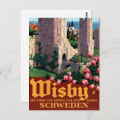 Carte Postale Affiche Vintage voyage de Visby restaurée (Devant / Derrière)