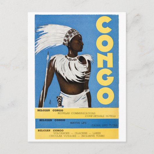Carte Postale Affiche Vintage voyage du Congo restaurée (Devant)