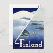 Carte Postale Affiche Vintage voyage finlandaise restaurée (Devant / Derrière)