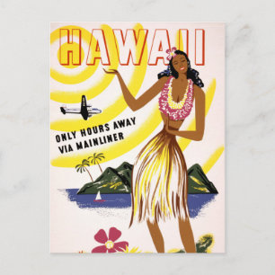 Carte Postale Affiche Vintage voyage Hawaii restaurée