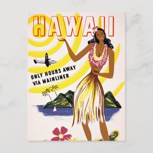 Carte Postale Affiche Vintage voyage Hawaii restaurée (Devant)