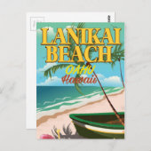 Carte Postale affiche voyage de lanikai Beach Hawaii (Devant / Derrière)