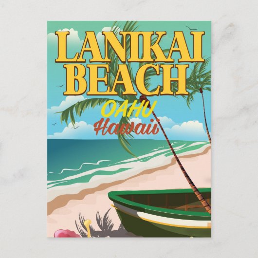 Carte Postale affiche voyage de lanikai Beach Hawaii (Devant)