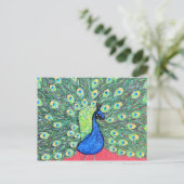 Carte Postale Afficher Peinture Acrylique Peacock (Debout devant)