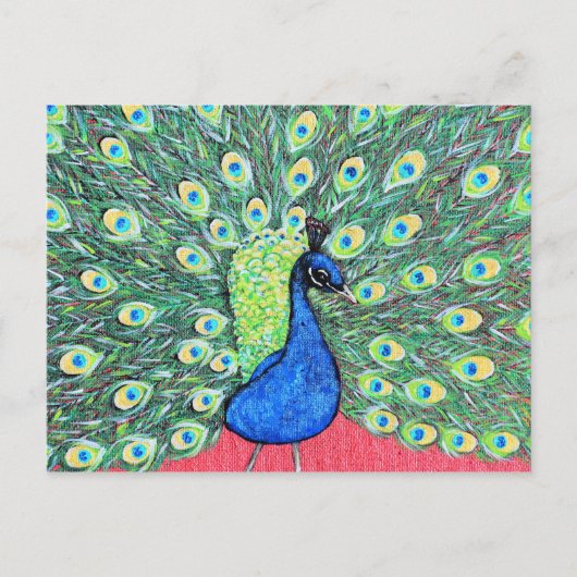 Carte Postale Afficher Peinture Acrylique Peacock (Devant)