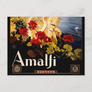 Carte Postale Affiches d'art graphique de voyage vintage Amalfi