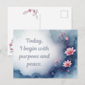 Carte Postale Affirmation Inspirante Fleur Rose (Devant / Derrière)