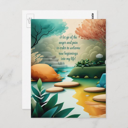 Carte Postale Affirmation Positive Laissant Partir De Douleur Et (Devant / Derrière)