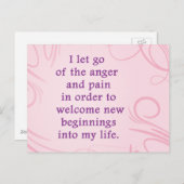 Carte Postale Affirmation Positive Laissant Partir De Douleur Et (Devant / Derrière)