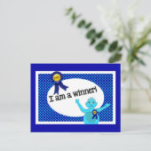 Carte Postale Affirmations des gagnants Pois bleu turquoise (Debout devant)