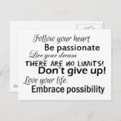 Carte Postale Affirmations positives (Devant / Derrière)