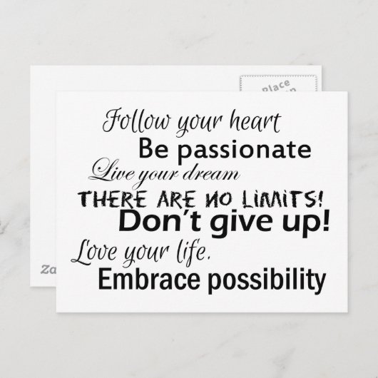 Carte Postale Affirmations positives (Devant / Derrière)