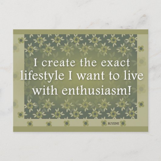 Carte Postale Affirmations Positives Vertes Pour Le Style De Vie (Devant)