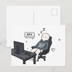 Carte Postale AFK Absent du Clavier Mème Drôle de Joueur