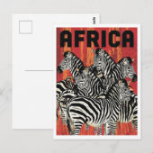 Carte Postale Africa Zebra Safari Vintage Art (Devant / Derrière)