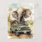 Carte postale africaine Safari Elephant (Devant)