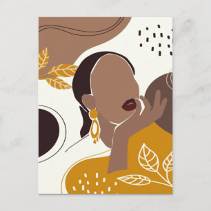Carte Postale African American Art, Leaf Girl Print, Black Woman