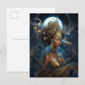 Carte Postale African American Black Goddess Queen Imaginaire Ar (Devant / Derrière)