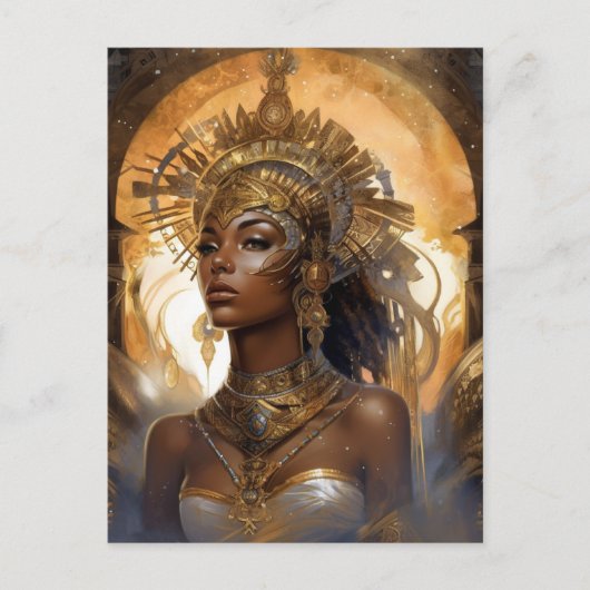 Carte Postale African American Black Goddess Queen Imaginaire Ar (Devant)
