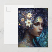 Carte Postale African American Black Goddess Queen Imaginaire Ar (Devant / Derrière)