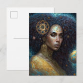 Carte Postale African American Black Goddess Queen Imaginaire Ar (Devant / Derrière)