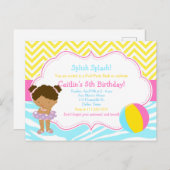 Carte Postale African American Girl Pool Party Bash (Devant / Derrière)