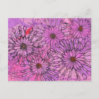 Carte Postale African Daisy Cape Daisies Fleurs roses Art Floral