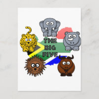 Afrique du Sud Big Five Safari Animal Cartoon Desi