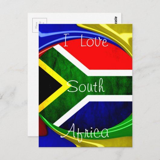 Carte Postale Afrique du Sud Drapeau : Motif dynamique à balayag (Devant / Derrière)